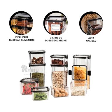 PACK DE 6 CONTENEDORES EN TRANSPARENTE Y+POST-IT ADHESIVOS