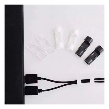 SUJETADORES ORGANIZADORES DE CABLES CON 16 PIEZAS COLOR NEGRO PARA ESCRITORIO