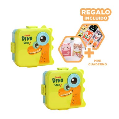 LONCHERA DE DINOSAURIO 1600ML VERDE Y+GIFT MINIAGENDA - 1
