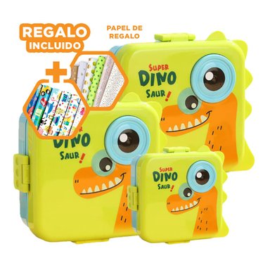 TAPER DE FORMA CUADRADA 1600ML VERDE Y+PAPEL DE REGALO