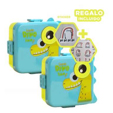 LONCHERA DE PLASTICO 1600ML CELESTE Y+REGALO STICKERS