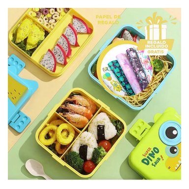 PACK4 FIAMBRERA PARA NIÑOS 1600ML CELESTE Y+PAPEL DE REGALO