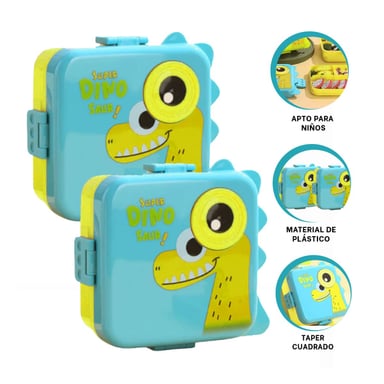 PACK2 TAPER DISEÑO DINOSAURIO 1600ML CELES Y+REGALO AGENDITA - 4