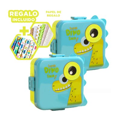 TAPER DE FORMA CUADRADA 1600ML CELESTE Y+PAPEL DE REGALO