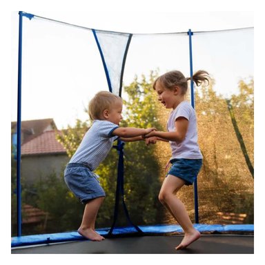 TRAMPOLIN INFANTIL 366X265CM DE BASE ESTABLE PARA SALTOS MUY SEGUROS Y+LIGAS REGALO - 1