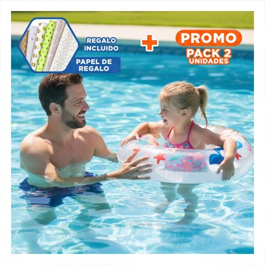 PACK2 ARO FLOTANTE BLANCO CON DISENO DE SIRENA PARA DIVERSION ACUATICA Y+REGALO STICKER