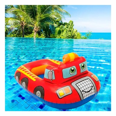 PACK2 INFLABLE CARRO PARA NIÑO CON FORMA DE VEHICULO BOMBERO ROJO Y+REGALO STICKER - 3