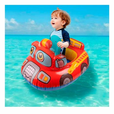 PACK2 INFLABLE CARRO PARA NIÑO CON FORMA DE VEHICULO BOMBERO ROJO Y+REGALO STICKER - 5