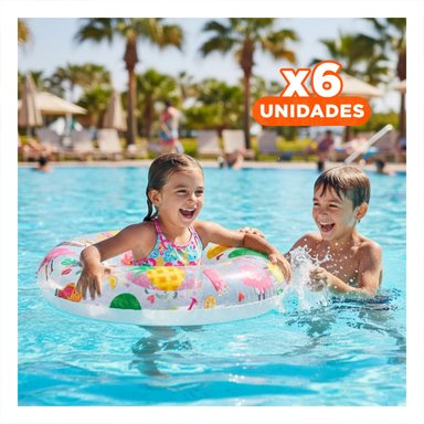 PACK6 FLOTADOR ARO DE 61 CM CON DISENO DE FRUTAS PARA PISCINA FAMILIAR Y+REGALO STICKER