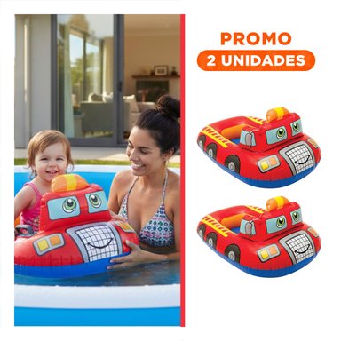 PACK2 FLOTADOR INFANTIL CARRO CON FORMA DE VEHICULO BOMBERO COLOR ROJO