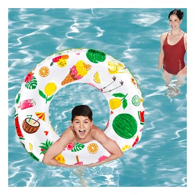 PACK6 ARO FLOTANTE DE 61 CM CON DISENO DE FRUTAS PARA DIVERSION ACUATICA Y+PAPEL REGALO - 2