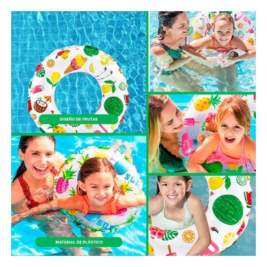 PACK6 ARO FLOTANTE DE 61 CM CON DISENO DE FRUTAS PARA DIVERSION ACUATICA Y+PAPEL REGALO - 3