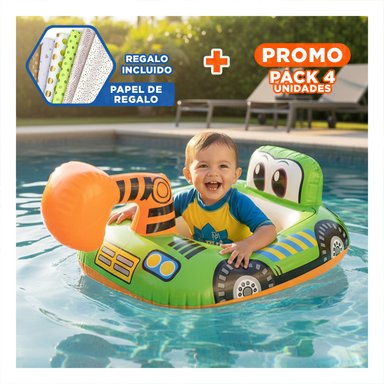 PACK4 FLOTADOR EN FORMA DE EXCAVADORA VERDE PARA MOMENTO DIVERTIDO Y+PAPEL REGALO