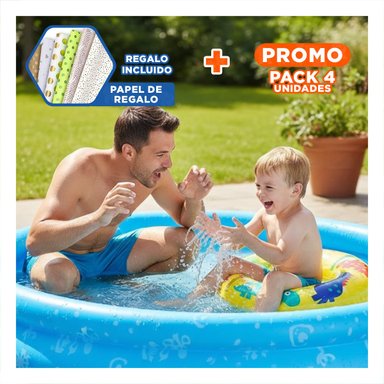 PACK4 ARO INFLABLE AMARILLO CON ESTILO DIVERTIDO DE DINOSAURIO PARA VERANO Y+PAPEL REGALO
