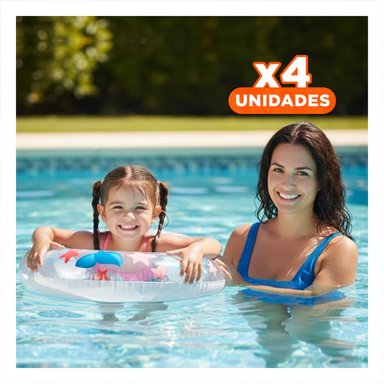 PACK4 ARO INFLABLE BLANCO DE 61 CM CON ESTILO MARINO DE SIRENA PARA VERANO Y+PAPEL REGALO