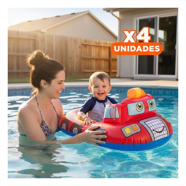 PACK4 ARO INFANTIL CARRO CON DISEÑO DE CAMION BOMBERO COLOR ROJO