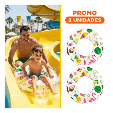 PACK2 FLOTADOR ARO DE 61 CM CON ILUSTRACION DE FRUTAS PARA PISCINA Y VERANO