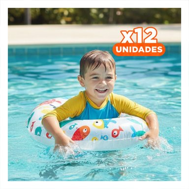 PACK12 ARO FLOTANTE DE 61 CM CON ILUSTRACION MARINA DE PEZ PARA PISCINA