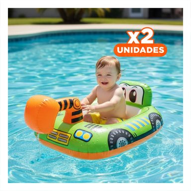 PACK2 BOYA DE EXCAVADORA VERDE PARA NIÑOS INFLABLE PISCINA CON CARROS PORTATIL Y+REGALO STICKER