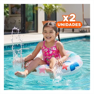 PACK4 FLOTADOR ARO BLANCO DE 61 CM CON DISENO DE SIRENA PARA PISCINA FAMILIAR