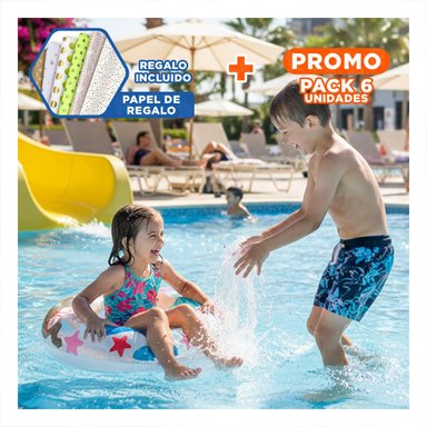 PACK6 ARO FLOTANTE BLANCO DE 61 CM CON DISENO VERANIEGO DE SIRENA PARA PISCINA Y+PAPEL REGALO