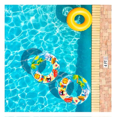 PACK5 FLOTADOR ELEGANTE DE PISCINA CELESTE Y+REGALO AGENDITA - 1