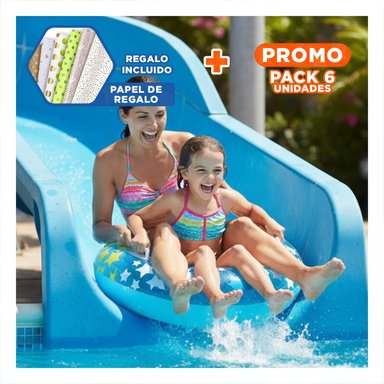 PACK6 ARO FLOTANTE CELESTE CON ASA Y ESTRELLA DE 91 CM PARA PISCINA Y DESCANSO Y+PAPEL REGALO