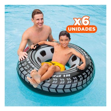 PACK6 FLOTADOR CIRCULAR TIPO LLANTA DE 91 CM PARA PISCINA Y RELAX Y+REGALO STICKER