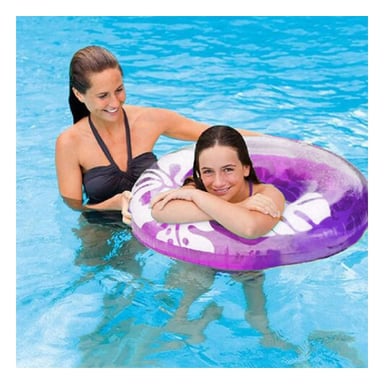 PACK2 ARO FLOTANTE MORADO DE 91 CM CON DETALLES FLORALES PARA PISCINA Y+REGALO STICKER - 3