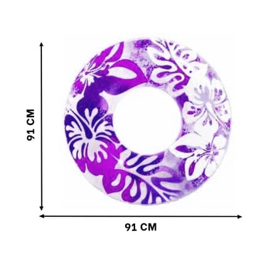 PACK2 ARO FLOTANTE MORADO DE 91 CM CON DETALLES FLORALES PARA PISCINA Y+REGALO STICKER - 4