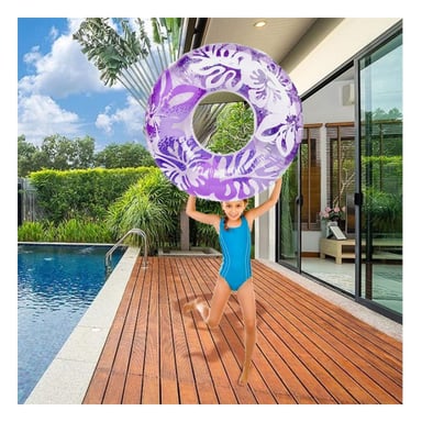 PACK2 ARO FLOTANTE MORADO DE 91 CM CON DETALLES FLORALES PARA PISCINA Y+REGALO STICKER - 5