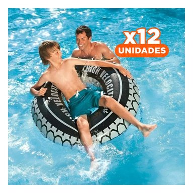 PACK12 ARO INFLABLE CON APARIENCIA DE LLANTA DE 91 CM PARA USO ACUATICO