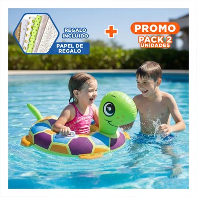 PACK2 INFLABLE CON DISENO DE CABALLO DE MAR PARA BEBE PARA RELAJO EN AGUA Y+PAPEL REGALO
