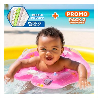 PACK2 FLOTADOR ACUATICO ROSADO TIPO CUELLO PARA BEBE DE 66 X 44 CM Y+PAPEL REGALO