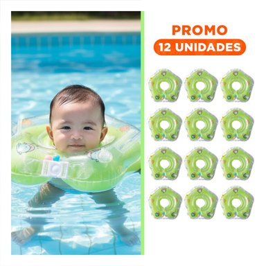 PACK12 ARO INFLABLE VERDE DE CUELLO 66 X 44 CM PARA USO ACUATICO Y+REGALO STICKER