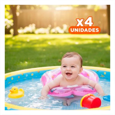 PACK4 FLOTADOR INFANTIL ROSADO DE CUELLO DE 66 X 44 CM PARA USO DIARIO