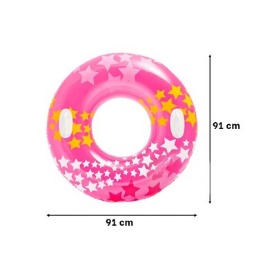 PACK4 RUEDA INFLABLE ROSADA CON ASA Y DISENO DE ESTRELLA PARA VERANO Y+REGALO STICKER - 4