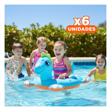 PACK6 ARO INFLABLE INFANTIL CON FORMA DE CABALLO DE MAR PARA BEBE PARA RELAJO Y+REGALO STICKER