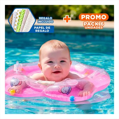 PACK6 COLLAR INFLABLE ROSADO DE CUELLO PARA BEBE DE 66 X 44 CM Y+PAPEL REGALO
