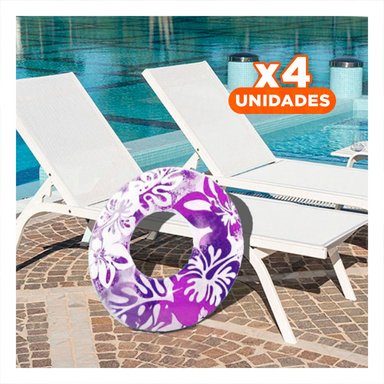 PACK4 FLOTADOR TIPO ARO MORADO DE 91 CM CON DISENO DE FLORES ACUATICAS