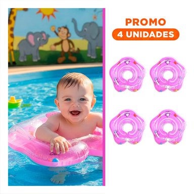 PACK4 ARO FLOTANTE DE PISCINA ROSADO TIPO CUELLO PARA BEBE 66 X 44 CM Y+REGALO STICKER