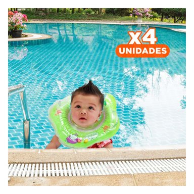 PACK4 ARO INFLABLE VERDE PARA BEBE 66 X 44 CM CON SOPORTE DE CUELLO