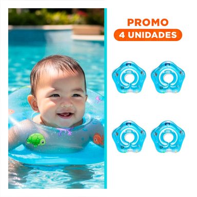 PACK4 FLOTADOR DE AGUA CELESTE DE CUELLO 66 X 44 CM PARA JUEGOS RECREATIVOS Y+REGALO STICKER