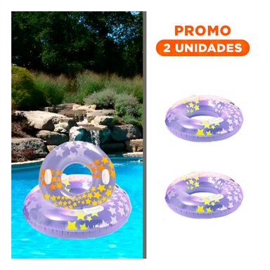 PACK2 FLOTADOR MORADO TIPO ARO CON ASA Y ESTRELLA DE 91 CM PARA ACTIVIDADES ACUATICAS