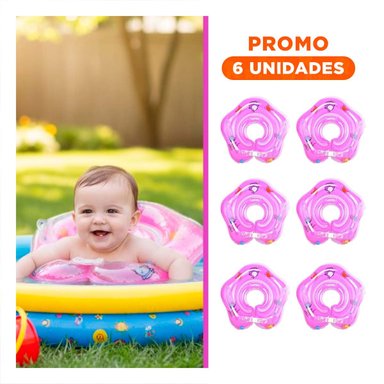 PACK6 FLOTADOR DE AGUA INFANTIL ROSADO CON CUELLO 66 X 44 CM