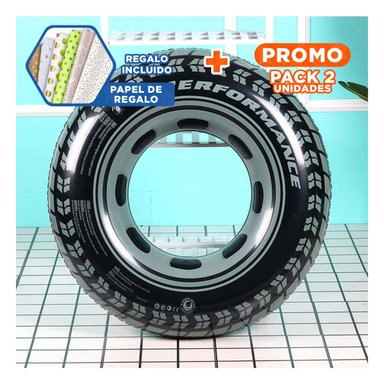 PACK2 RUEDA INFLABLE ESTILO LLANTA DE 91 CM PARA RELAJACION EN AGUA Y+PAPEL REGALO