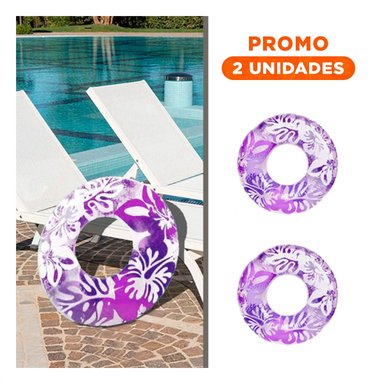 PACK2 RUEDA INFLABLE MORADA DE 91 CM CON DISENO DE NATURALEZA MARINA