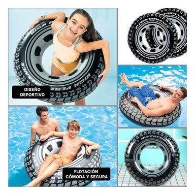 PACK12 FLOTADOR DE AGUA ESTILO RUEDA LLANTA DE 91 CM Y+PAPEL REGALO - 2