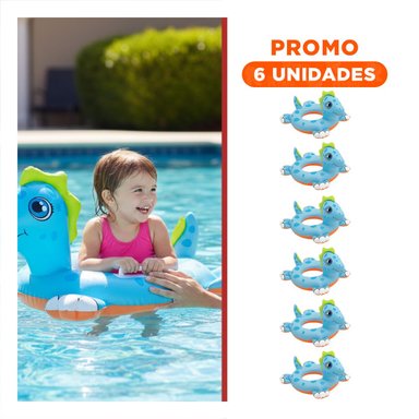PACK6 SALVAVIDAS INFANTIL CIRCULAR CON DISENO DE CABALLO DE MAR PARA BEBE PARA ACTIVIDADES