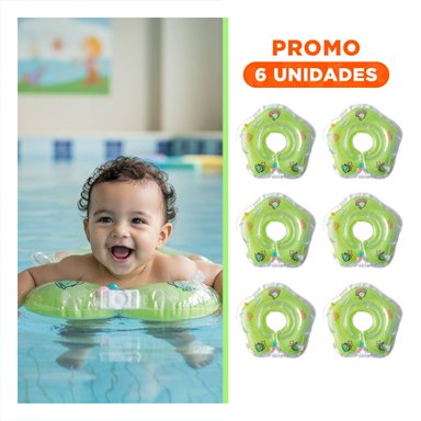 PACK6 FLOTADOR DE CUELLO VERDE PARA BEBE 66 X 44 CM PARA PISCINA EN VERANO